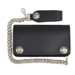 9751 Leather Bi-Fold Biker Wallets w/Anti-Theft Stainless Steel Chain - 6